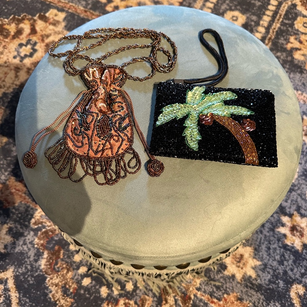 Copper and Black Beaded Women's small purse